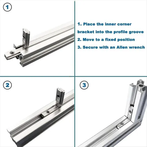 Внутреннее L-образное соединение в салоне серии 2020, серебристый цвет.