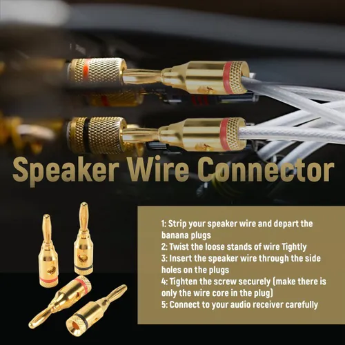 Банановые штекеры с открытым винтом, позолоченные 24-каратным золотом, аудиоразъем, позолоченный бан