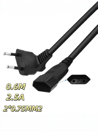 Удлинитель шнур бытовой электрический черный 0,6 метра с вилкой