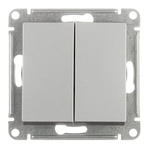Выключатель Systeme Electric AtlasDesign Aqua двухклавишный встраиваемый серый алюминий ATN440351