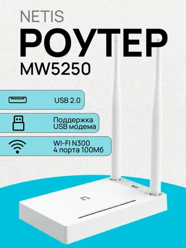 Роутер Netis MW5250 Интернет-центр для USB-модемов LTE/4G/3G WiFi N300