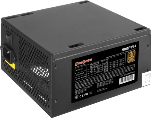 ExeGate EX280577RUS Блок питания 500PPH RTL , 500Вт, 80 PLUS Bronze, 120мм, черный