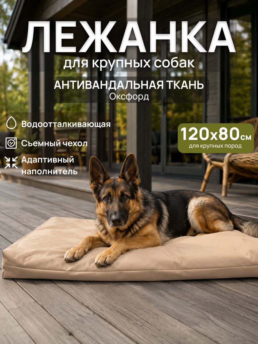 Лежанка антивандальная со съёмным чехлом, для кошек и собак крупных пород. 120х80х10см.