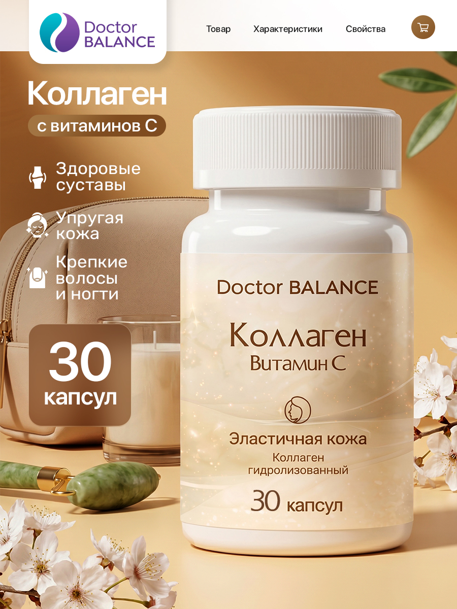 БАД к пище Коллаген (с Витамином С) - 30 капсул