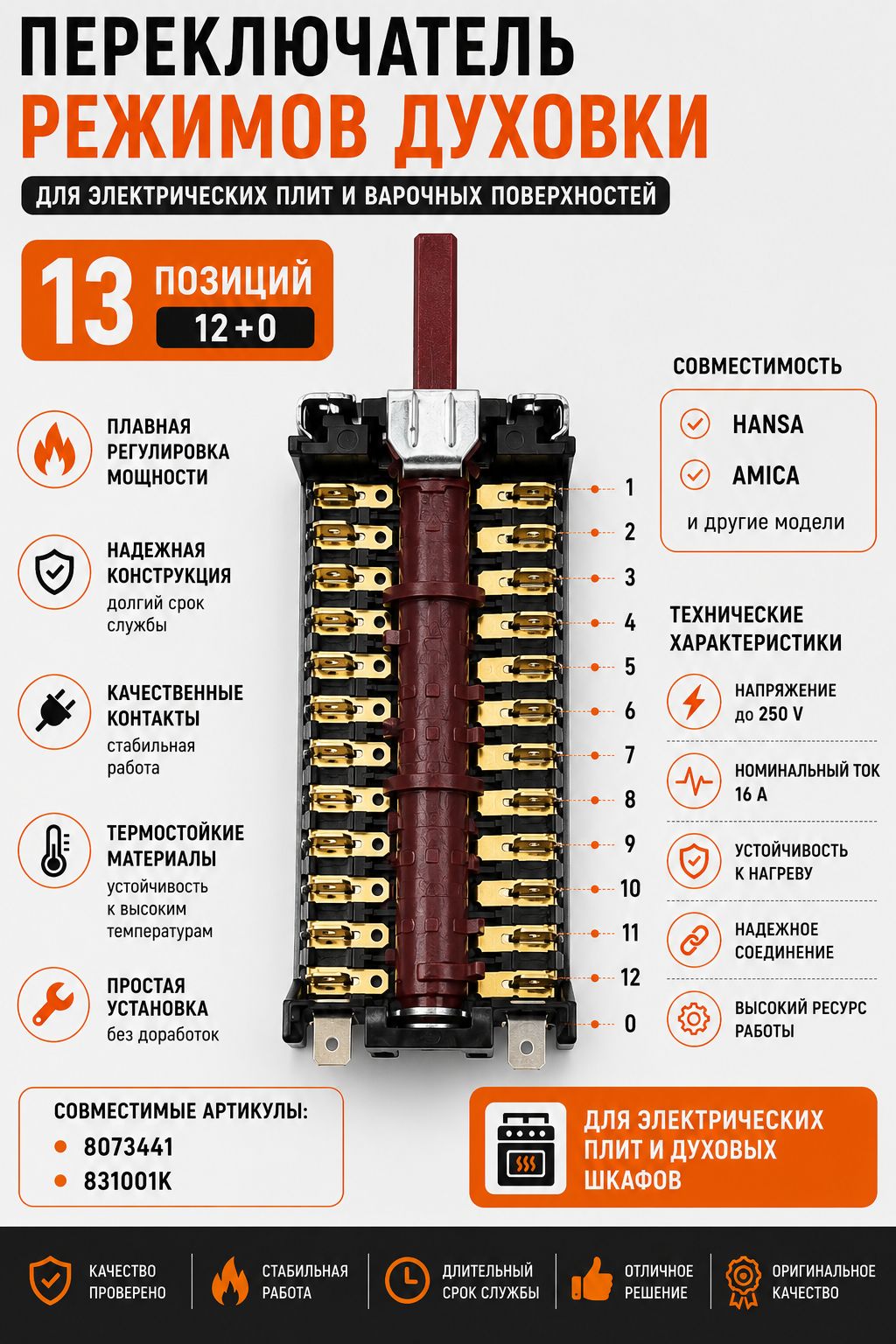 Переключатель духовки Hansa 8073441