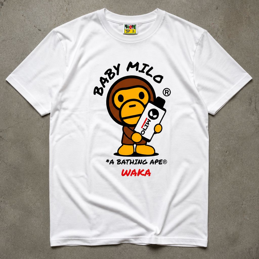 Футболка Bape baby milo x Waka белая