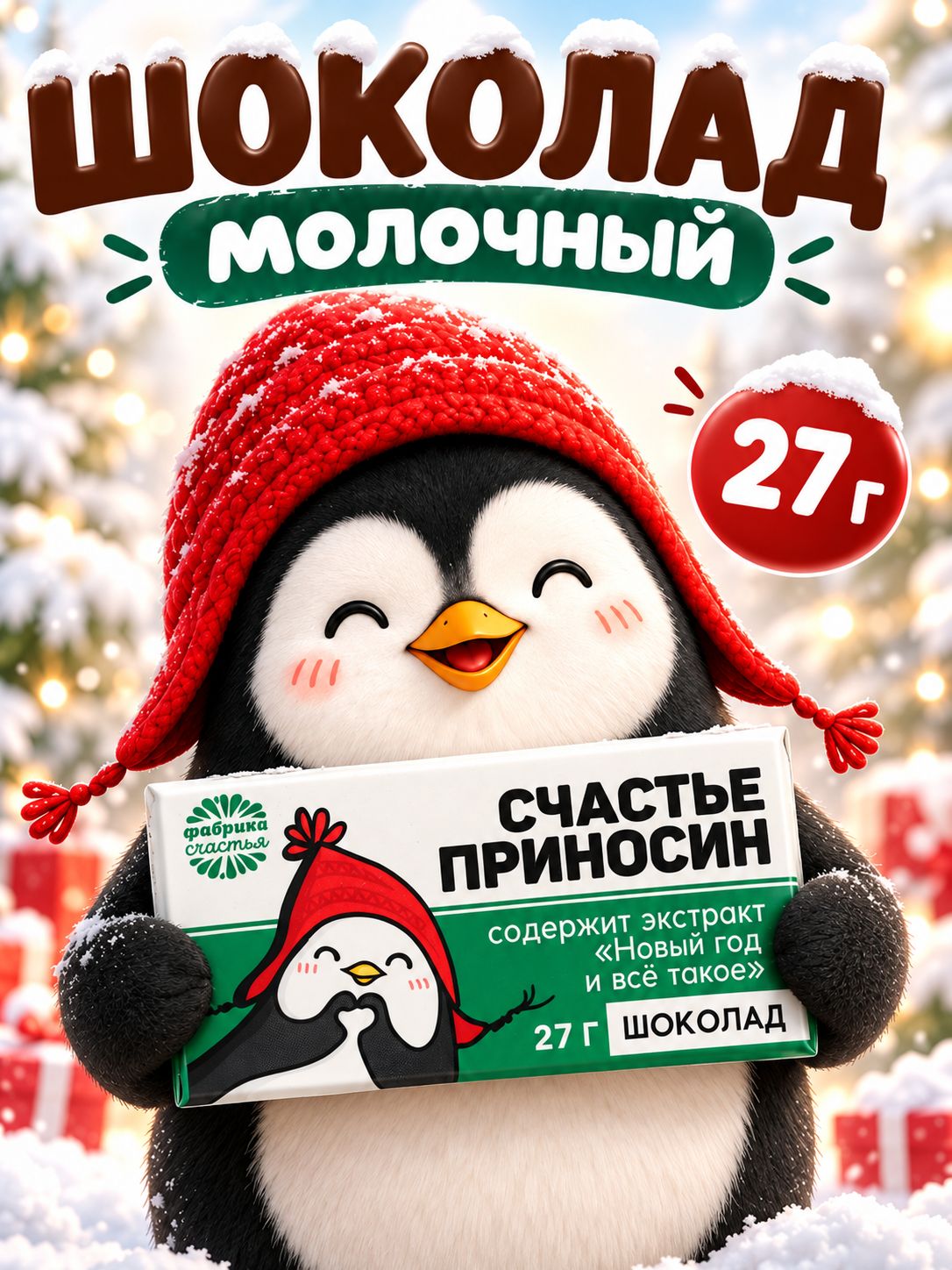 Шоколад на новый год молочный Счастье приносин : 27 г