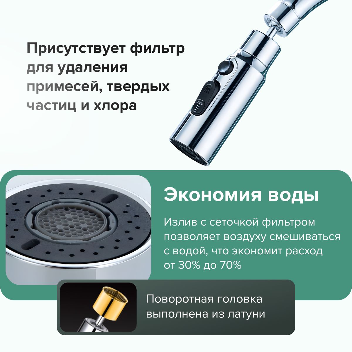 Аэратор для смесителя поворотный, водосберегающий, насадка на кран для ...