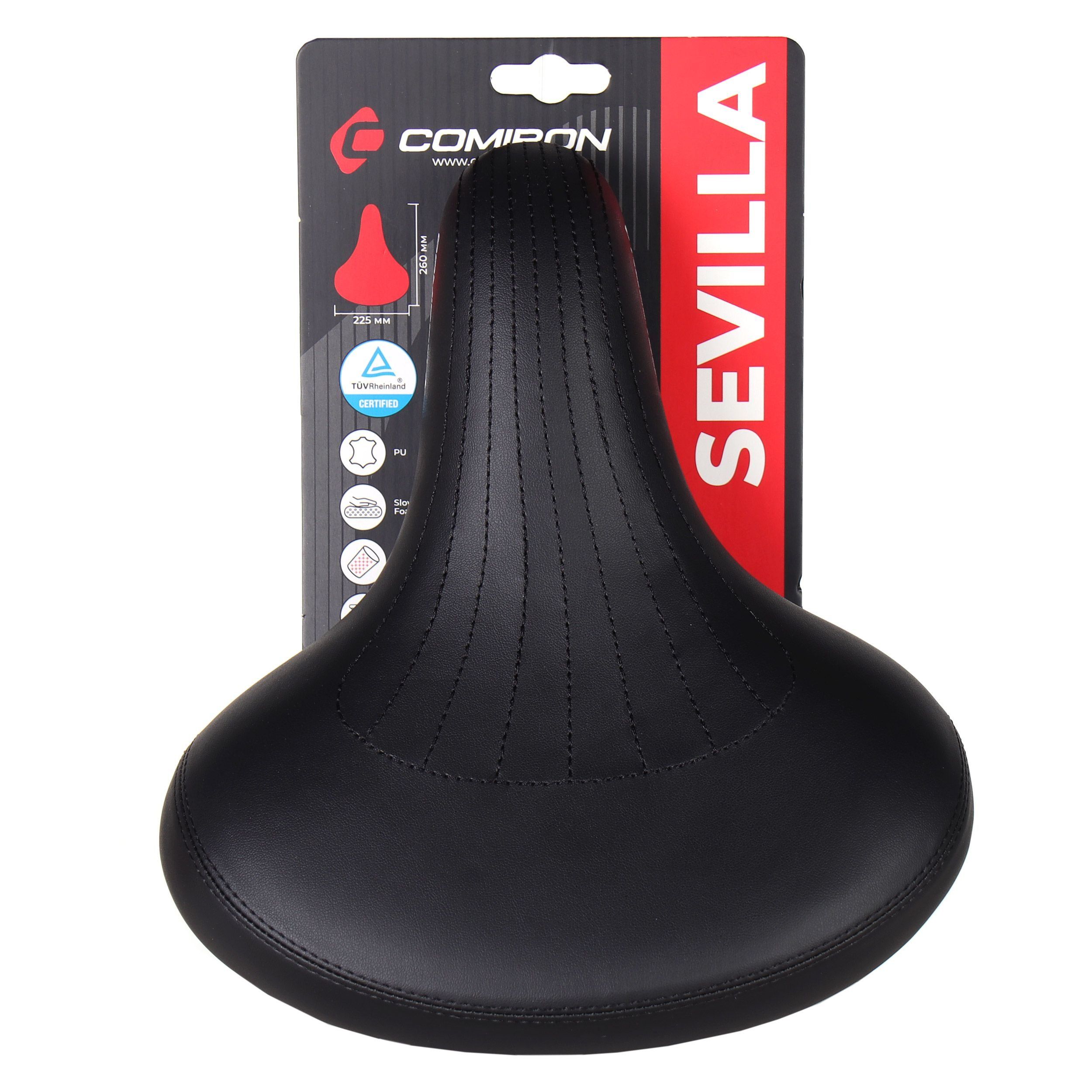 Седло велосипедное суперкомфортное COMIRON SEVILLA N802BK 260x225 мм Седло велосипедное суперкомфортное COMIRON SEVILLA N802BK 260x225 мм