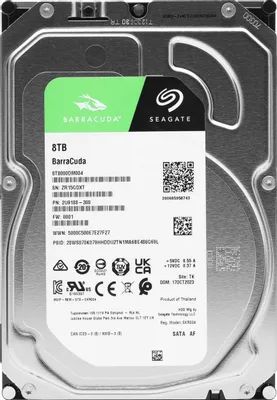 Жесткий диск 8TB Seagate BarraCuda HDD, SATA III, 3.5