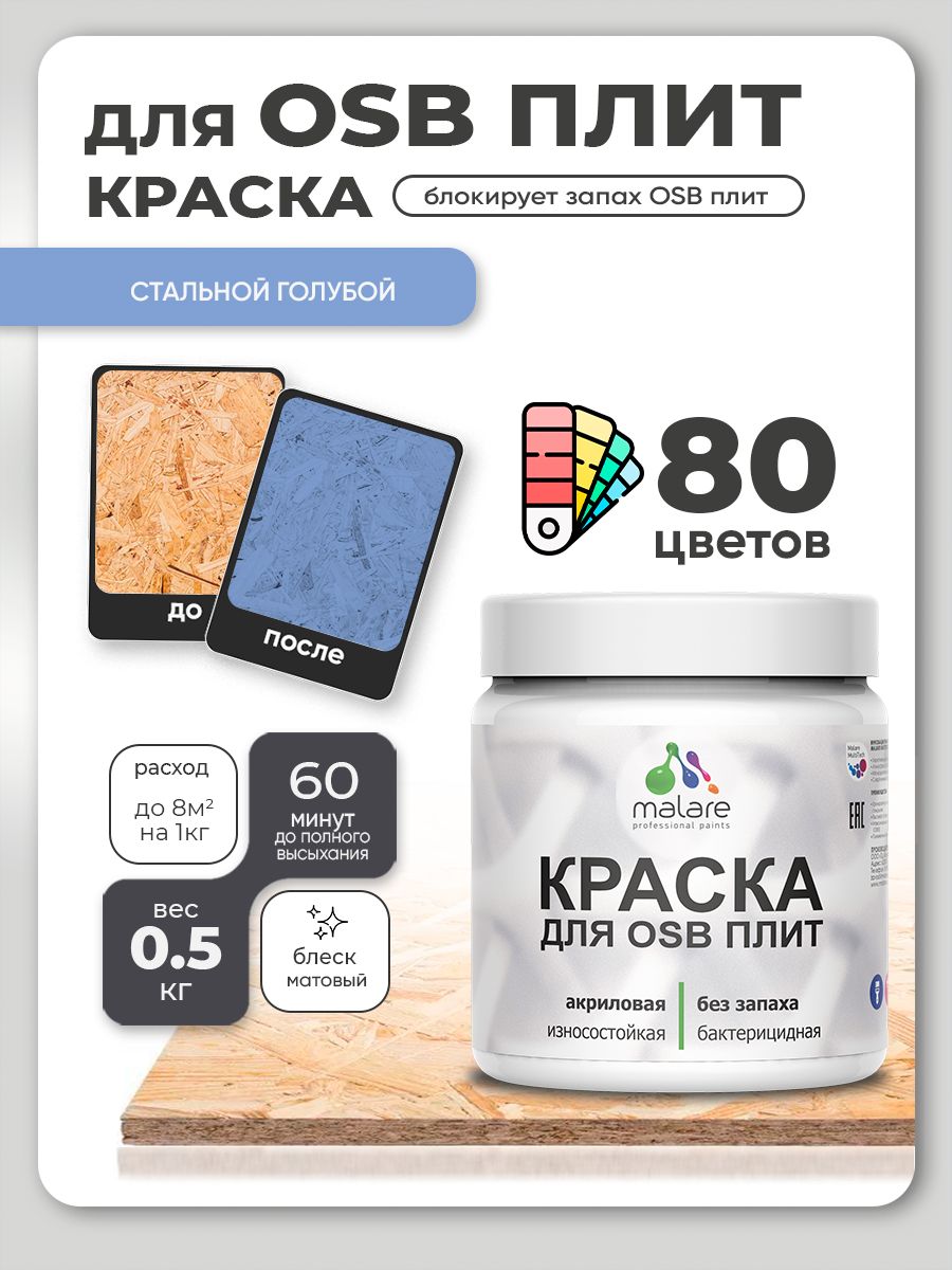Акриловая краска для ОСБ плит Malare для дерева для наружных и внутренних работ,