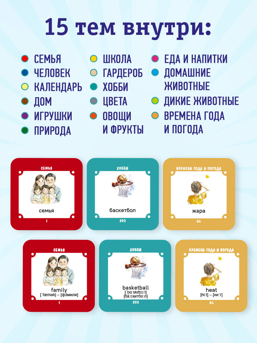 Карточки для запоминания английских слов и языка 365 штук | 365 Cards for Memorizing English Words and Language - Ozon image 4