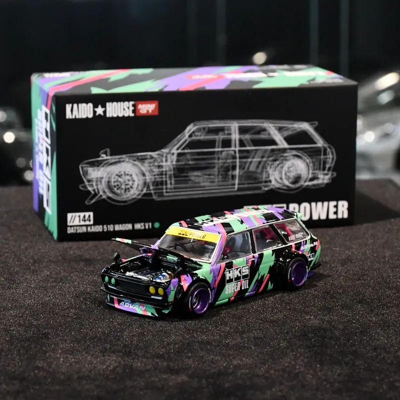 MINI GT+KAIDO HOUSE Khmg144 Datsun 510 Wagon Hks V1 Под Давлением