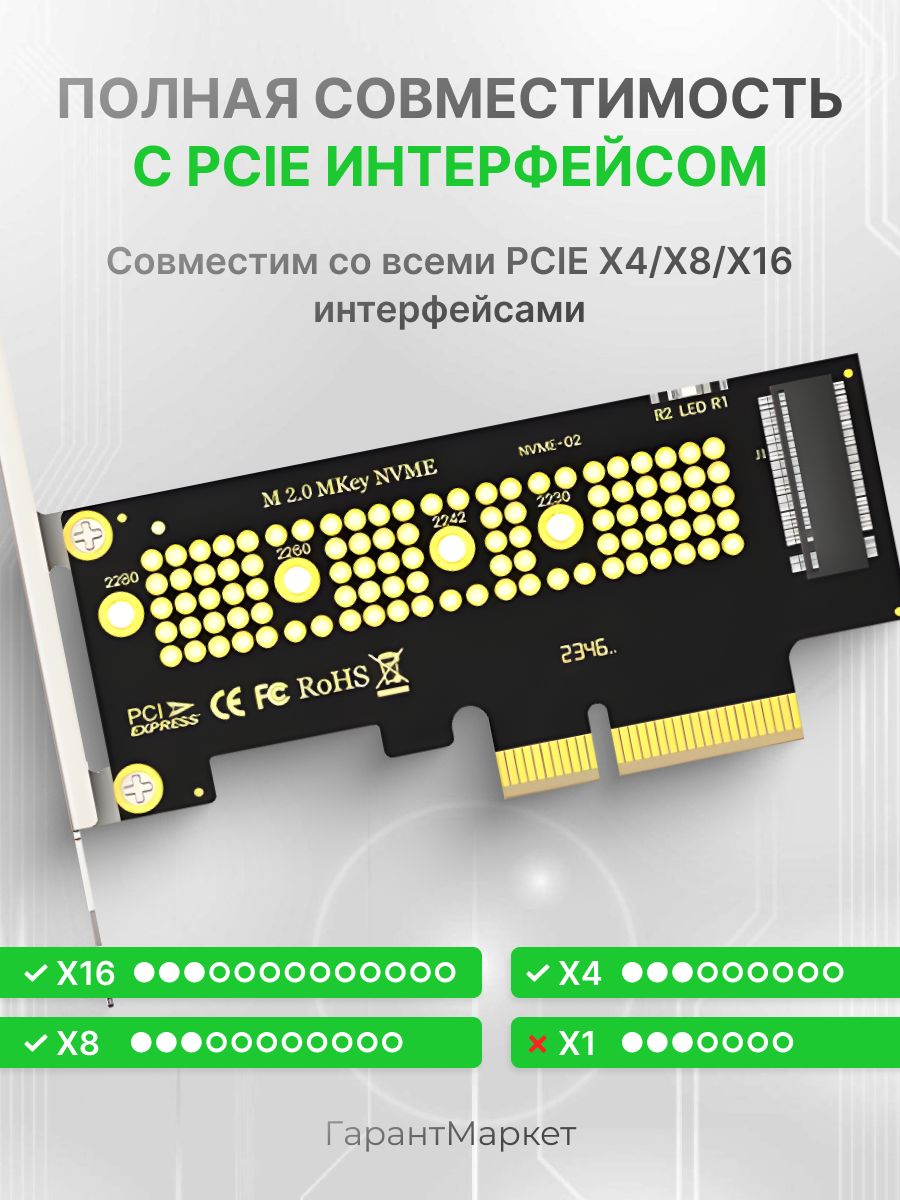 NFHKадаптер-переходникдляPCIEM.2NVMeSSDнаX4/контроллерM.2,PCIExpress4.02230-2280,ВнутреннийпереходниксPCI-E4.0наM.2,ВнутреннийАдаптерPCI-EM.2