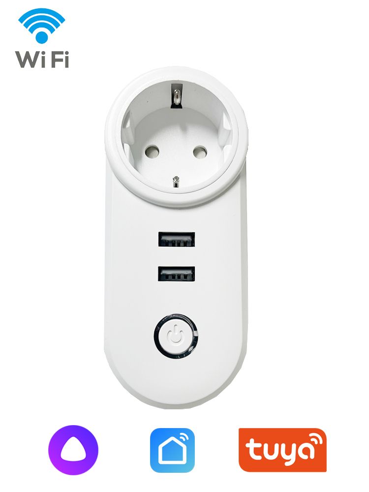 УмнаярозеткаUSBсWi-Fi,Алисой,Марусей,SmartLife,16A