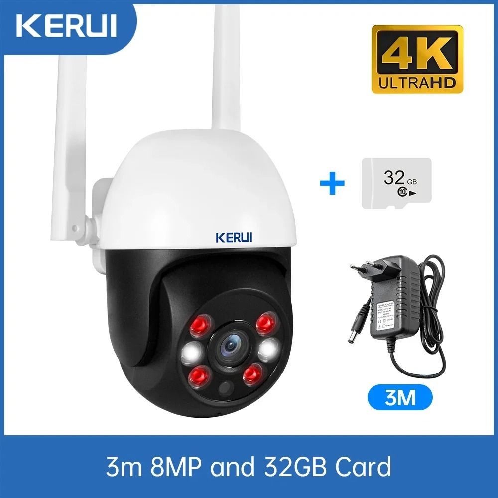 KERUIWIFIКамерабезопасностидлядома,гаража,куполасинфракраснымночнымвидениемдляпросмотравидеонаоткрытомвоздухевприложении