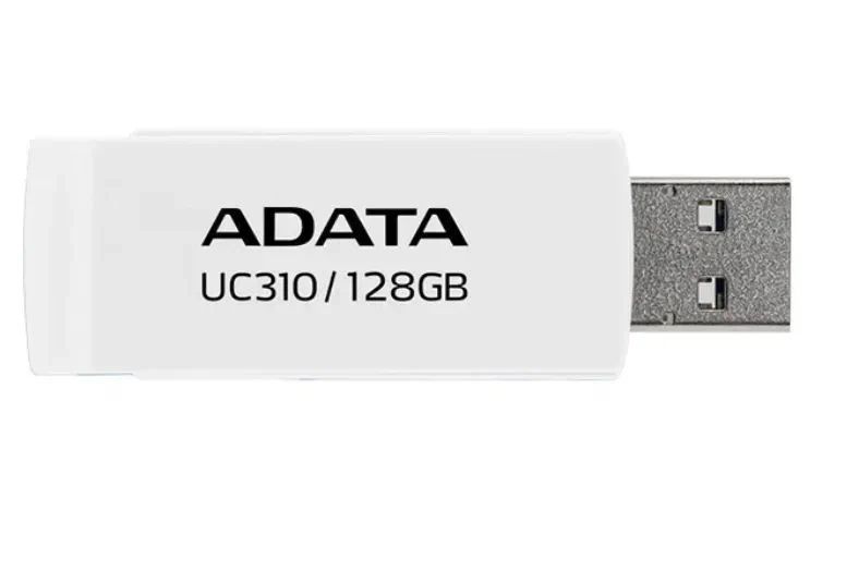 ADATA 128 ГБ USB-флеш-накопитель UC310 (UC310-128G-RWH), USB 3.2, до 100 Мб/сек, Пластик, белый