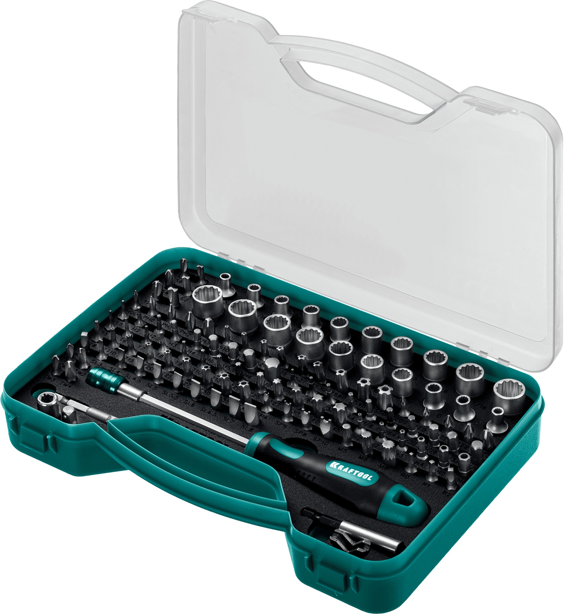 KRAFTOOL X-Drive-122, 122 шт, набор: отвертка-битодержатель с насадками ...