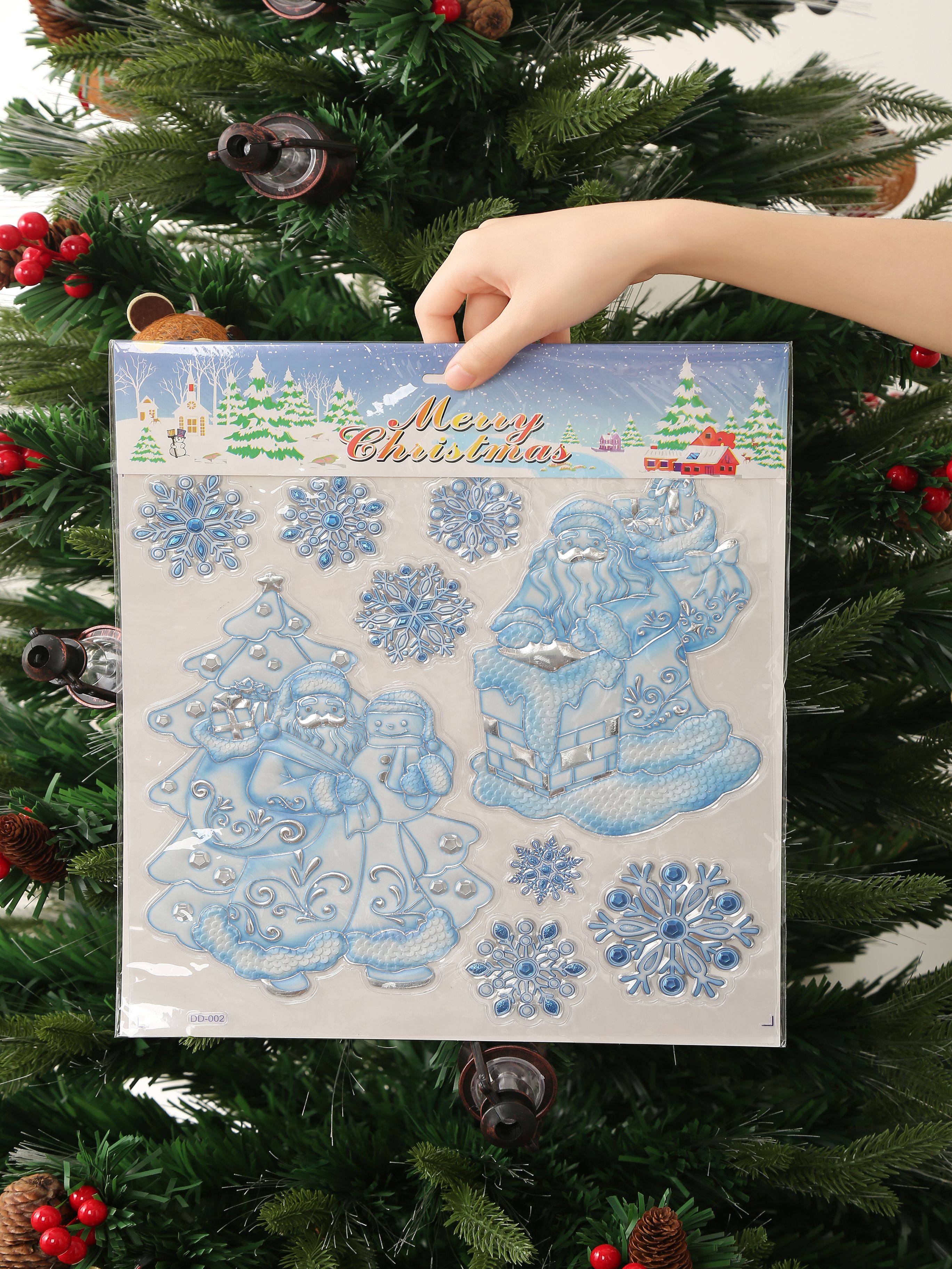 Новогодние наклейки Санта Клаус Синий 37x31CM ТИП№1 Китай