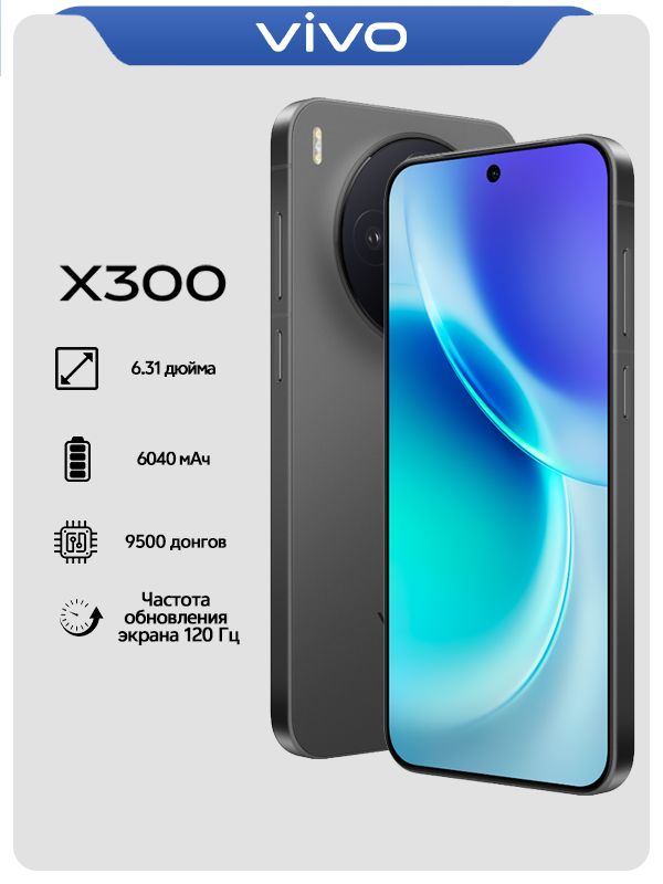 vivoСмартфонVivoX300Ростест(EAC)12/256ГБ,черный