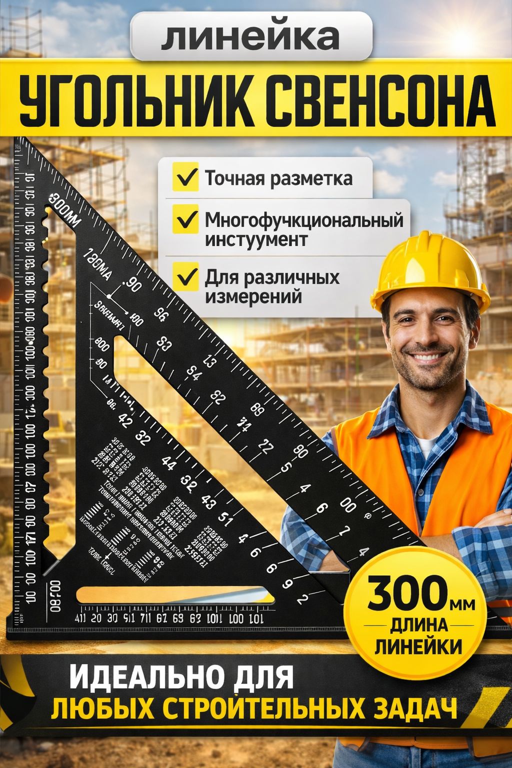 STORPЛинейка,угольникстроительный425мм,Алюминий