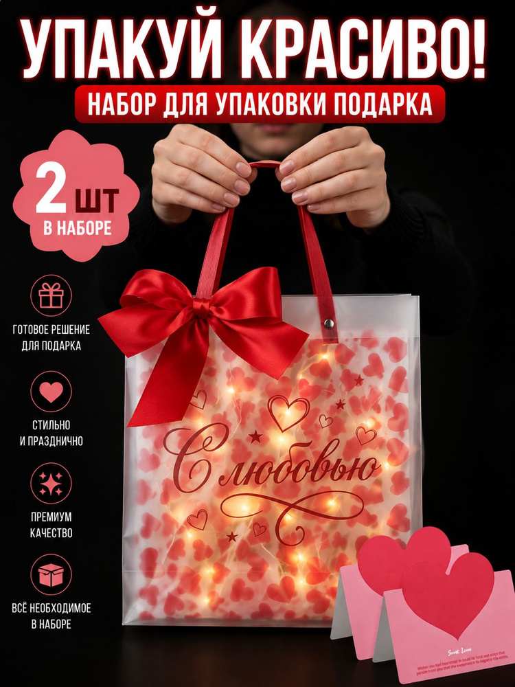 Пакеты подарочные на выпускной 2026, 2шт, 25x25x7 см, с бумагой тишью, гирляндой #1