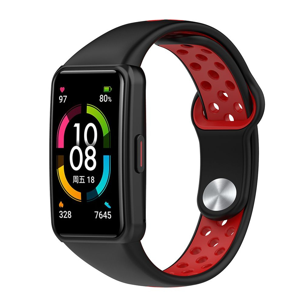 Ремешок для фитнес-браслета Huawei Band 6 и Honor Band 6, двухцветный, черно-красный #1