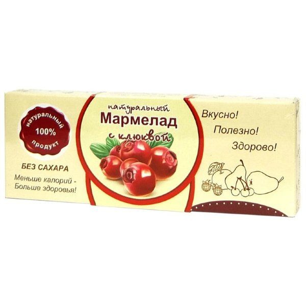 Мармелад натуральный" Клюква " без сахара, 140 гр #1