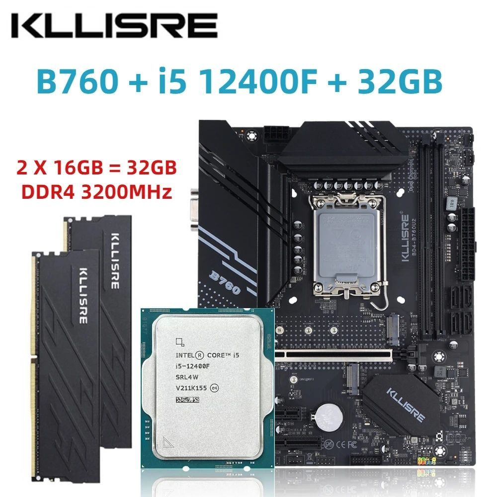 Материнская плата Kllisre B760+I5 12400F+D4 16G 3200*2PSC купить по ...