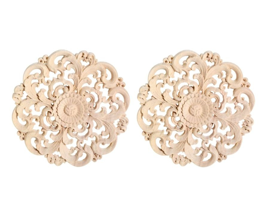 Украшение настольное интерьерное Круглая неокрашенная деревянная резная ...