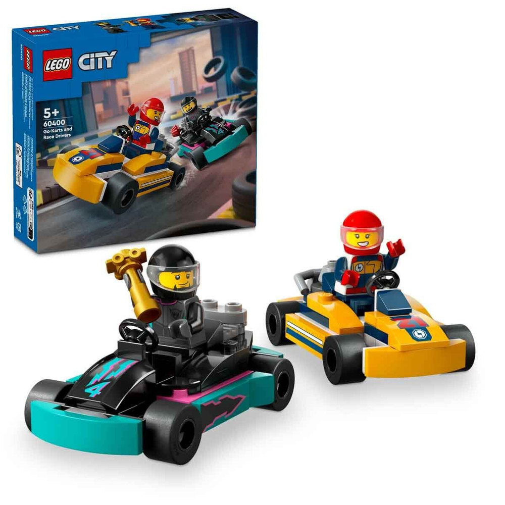 LEGO City Го-карты и гонщики 60400 - Набор для творческой игры с  гонщиком-минифигуркой для детей от 5 лет и старше (99 деталей) T00060400 -  купить с доставкой по выгодным ценам в интернет-магазине OZON (1437321191)