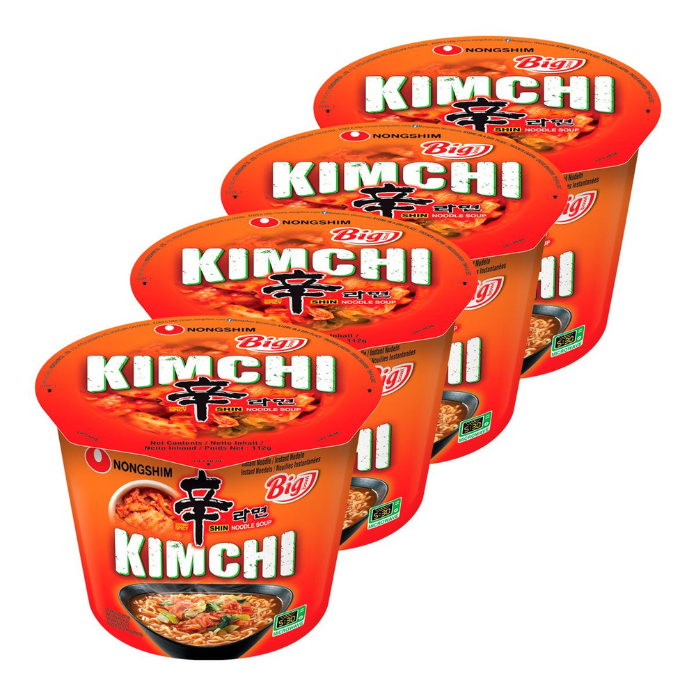Лапша быстрого приготовления Кимчи Рамен Nongshim, чашка 112 г х 4 шт  #1
