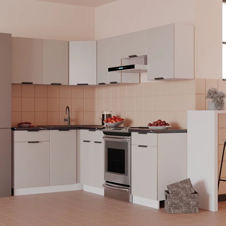 Угловой кухонный гарнитур Фаворит МДФ 1.5м*2.3м, Серый камень. купить ...