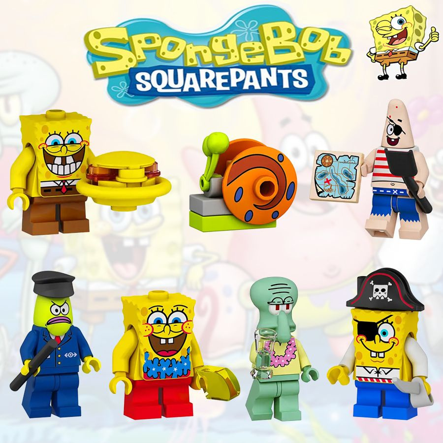 Набор фигурок из мультфильма SpongeBob Губка Боб Квадратные Штаны / 7  Минифигурок Лего