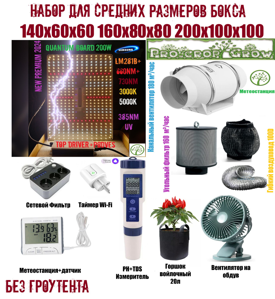 Набор комплект №2 Гроубокс гроутент под ключ квантум борд 120 240 quantum board фитолампа полного спектра #1