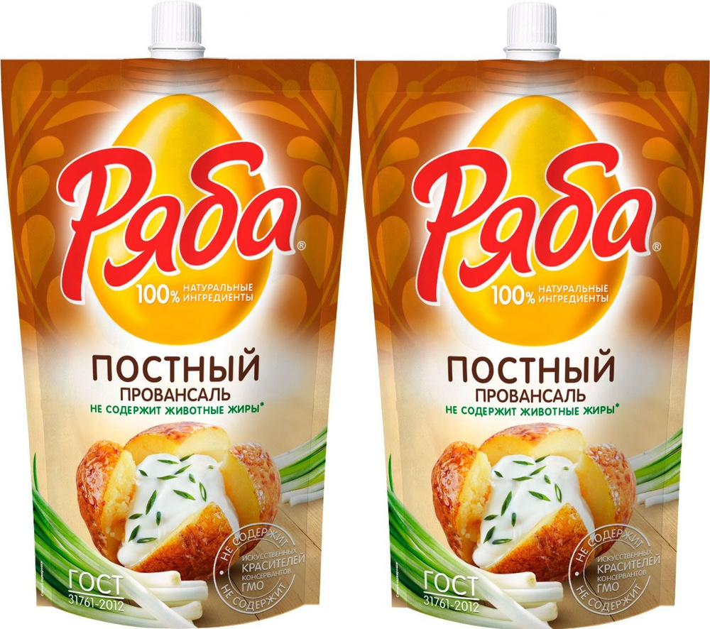 Майонез Ряба Постный 50% 372г, 2 шт