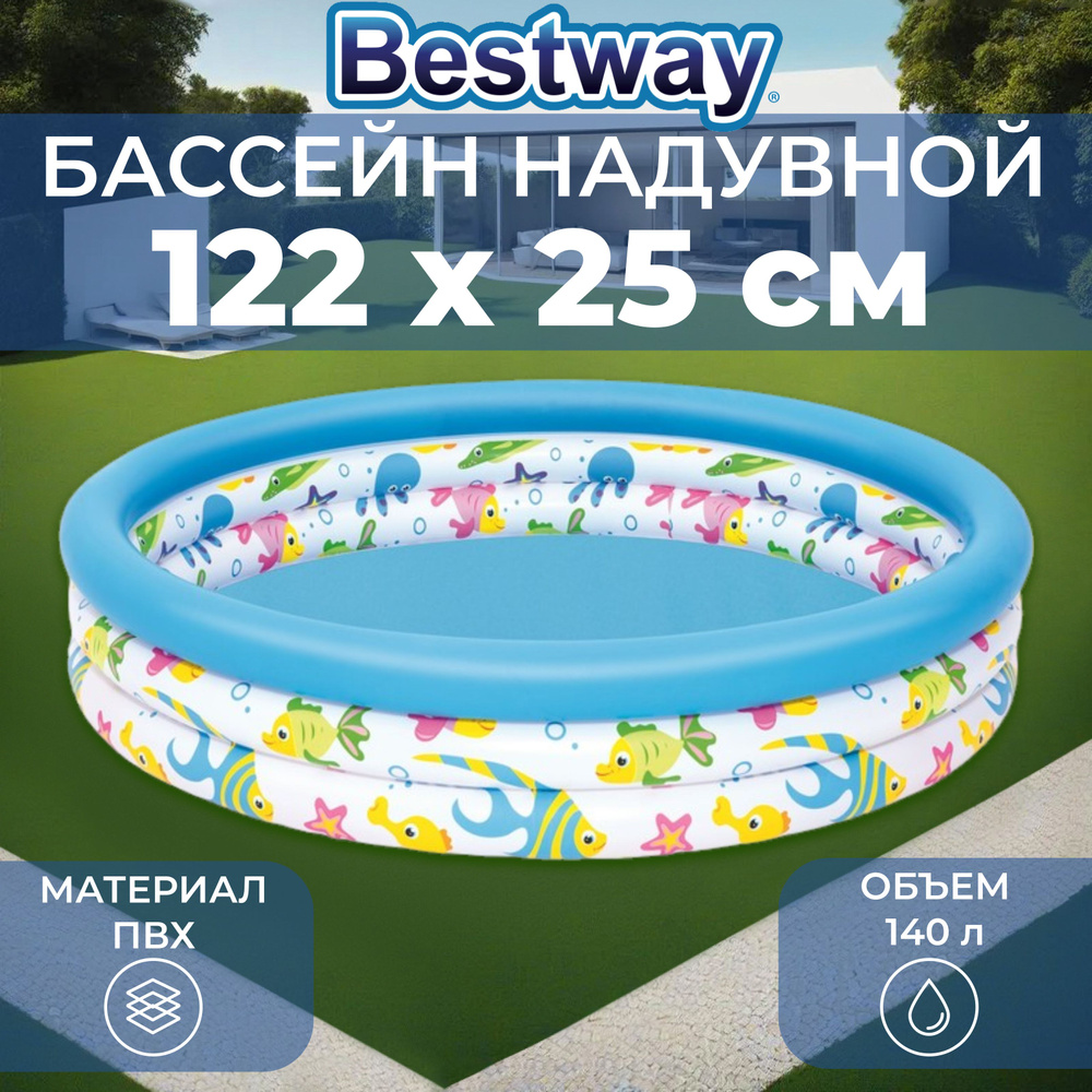 Бассейн Надувной 122x122x Bestway целевая аудитория: Детская - купить по  доступным ценам в интернет-магазине OZON (494053436)