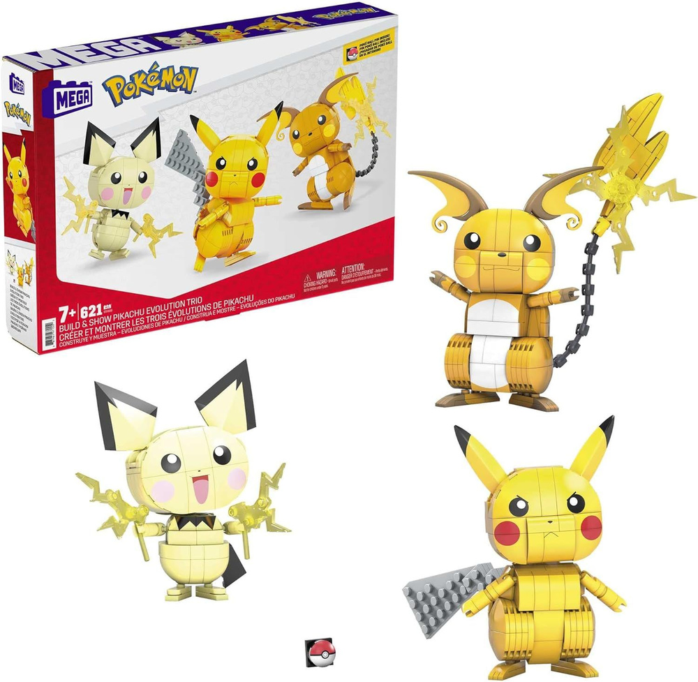 Mega Construx Pikachu Trio Evolution 3 621 GYH06 OZON 1612173172