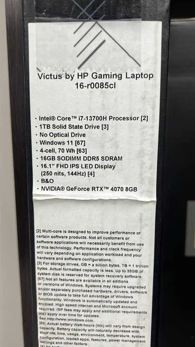 HP Victus 16-r0085cl Игровой ноутбук 15", Intel Core i7-13800H, RAM 16 ГБ 1000 ГБ, NVIDIA GeForce GTX #1