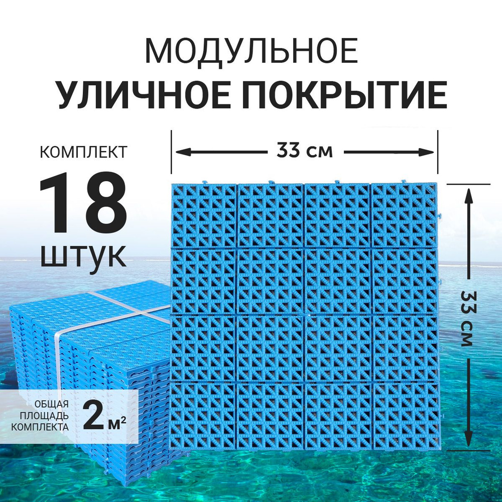 Модульное уличное покрытие (газонная решетка) Альта Профиль для сада,  дорожек, детской площадки, 33x33см (синие)