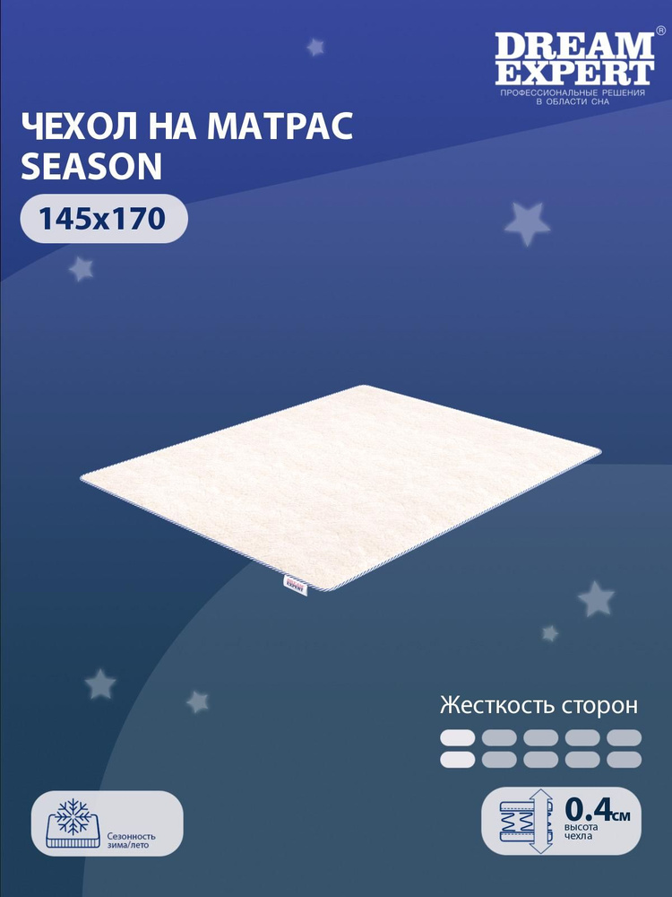 Чехол для матраса защитный сезонный DreamExpert Season 145x170 на резинках по углам, Овечья шерсть, высотой #1