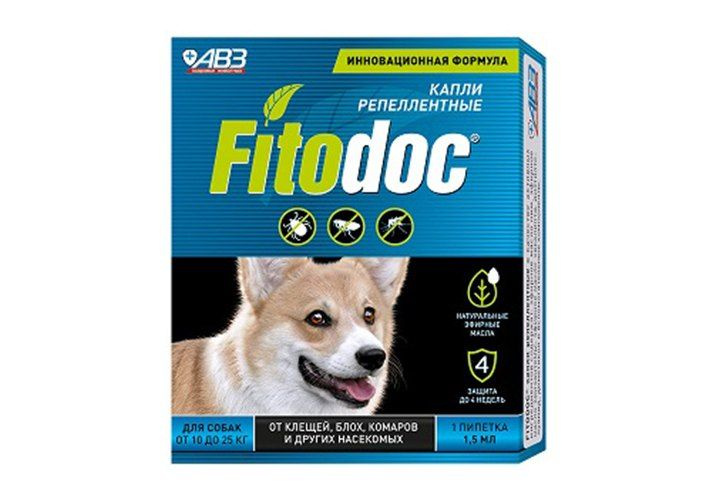 Fitodoc / Капли репеллентные Фитодок для собак весом от 10 до 25 кг от Клещей Блох Комаров и других насекомых, #1