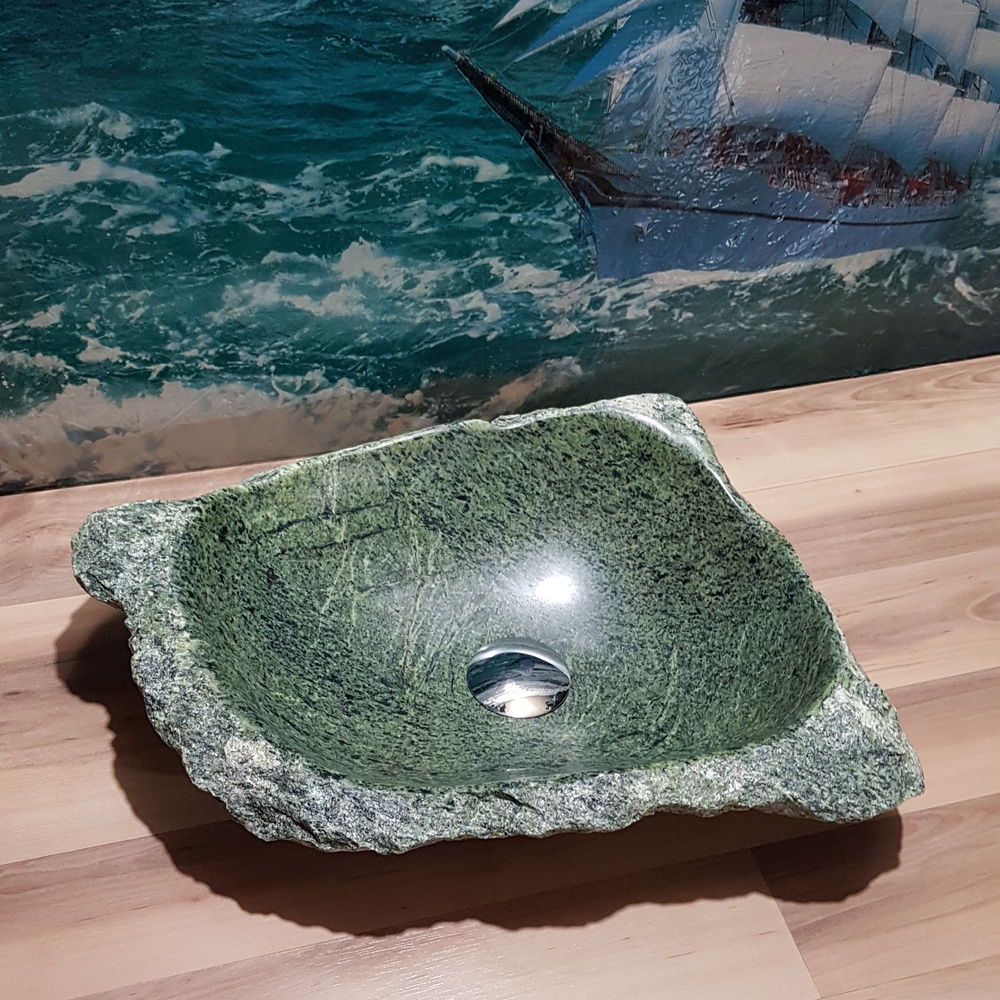 Раковина накладная на столешницу для ванной мойка каменная из натурального /речного/горного камня Кавказа #1