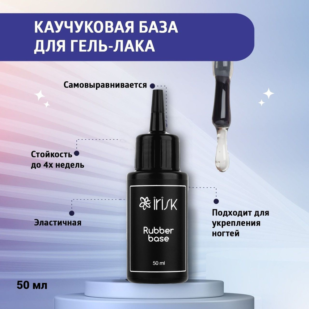 IRISK База для гель-лака каучуковая Rubber Base, прозрачная 50 мл  #1