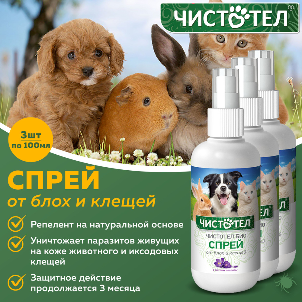 Чистотел Био спрей с лавандой от блох и клещей для кошек, собак и ...