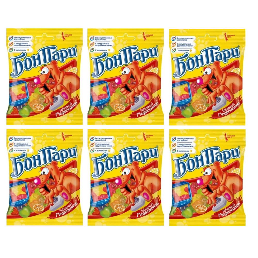 Бон Пари Жевательный мармелад, Медведи, 75 гр, 6 уп. - купить с ...
