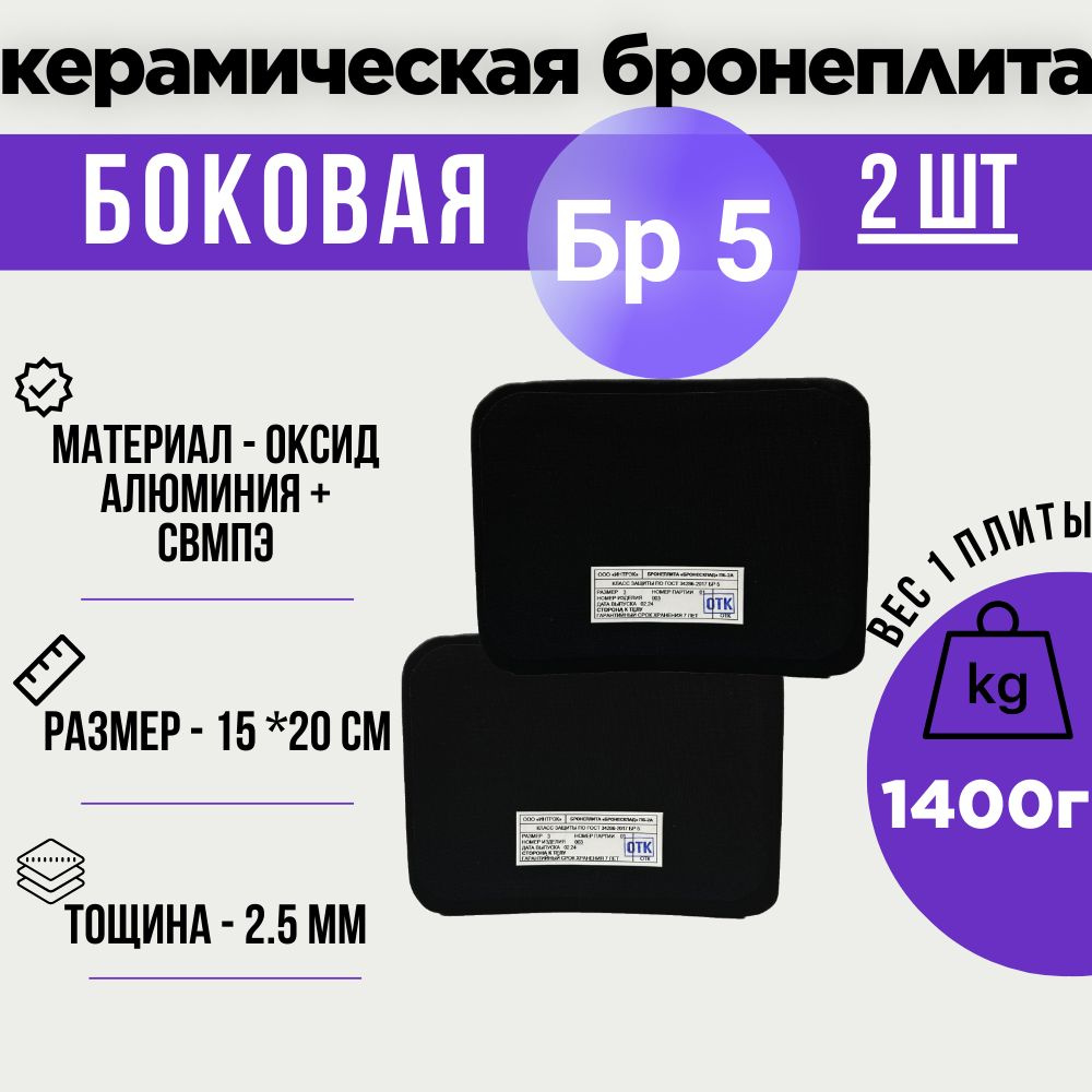 Боковая бронеплита Бр 5 для бронежилета - купить с доставкой по ...