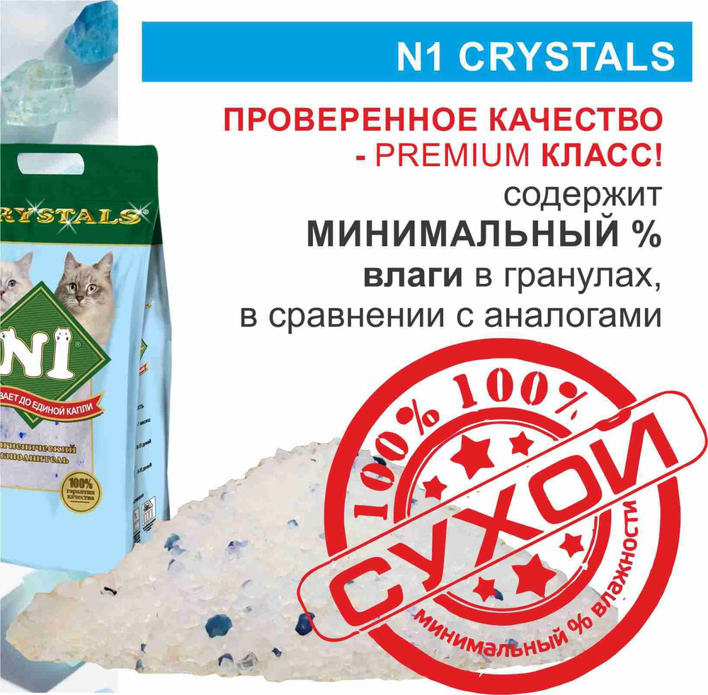 N1 Наполнитель Силикагелевый Впитывающий Без отдушки 2050г. - купить с ...