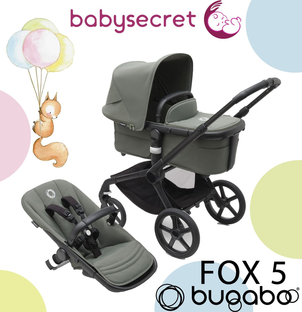 Детская коляска 2 в 1 Bugaboo Fox5 на шасси Black/ forest green #1