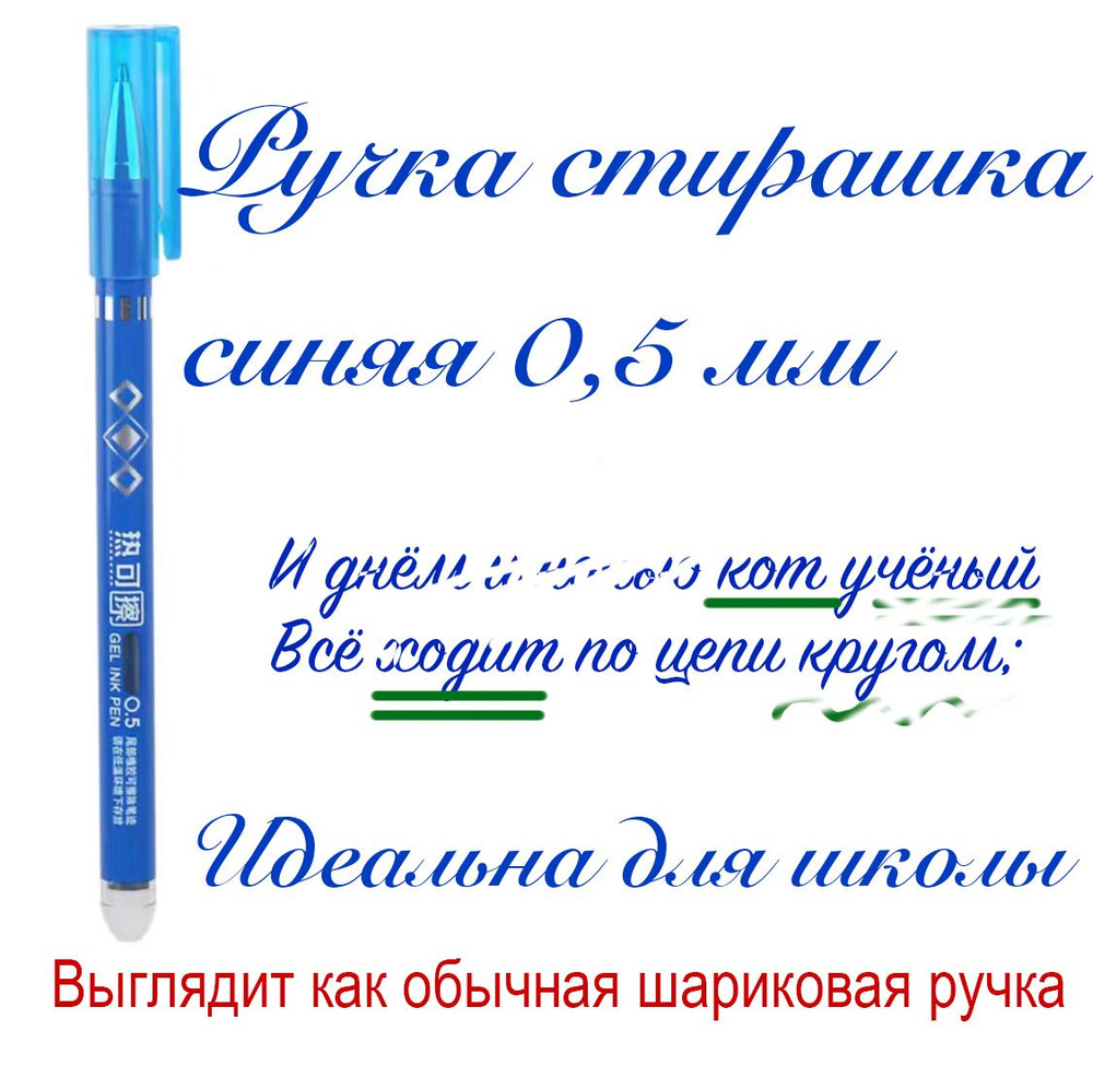 Ручка пиши стирай синяя, со стираемыми чернилами, 0,5 мм. Подходит для школы  #1
